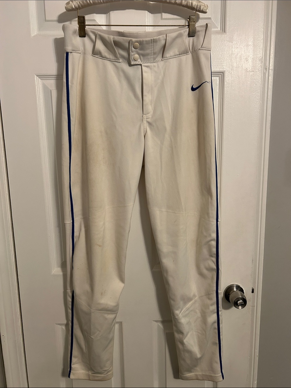 Nike BASEBALL MEN’s WHITE W/ ROYAL PIPING - WORN - Practice Pant